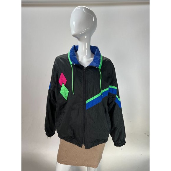 Casual Club Vintage Retro Windbreaker  M Black   Nylon - Picture 6 of 16